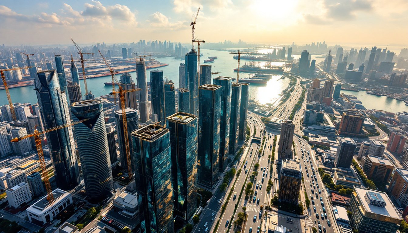 China's urban skyline showcasing economic development.
